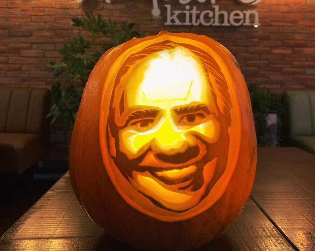 Joe Dolan is one of the amazing pumpkin carving designs for Halloween.