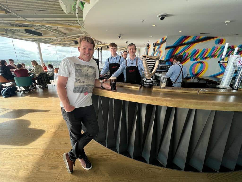Niall O'Brien, one of the best Irish cricket players of all time, at the Guinness Storehouse in Dublin.