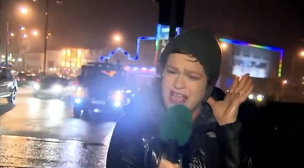 The notorious Theresa Mannion rain clip on YouTube,.