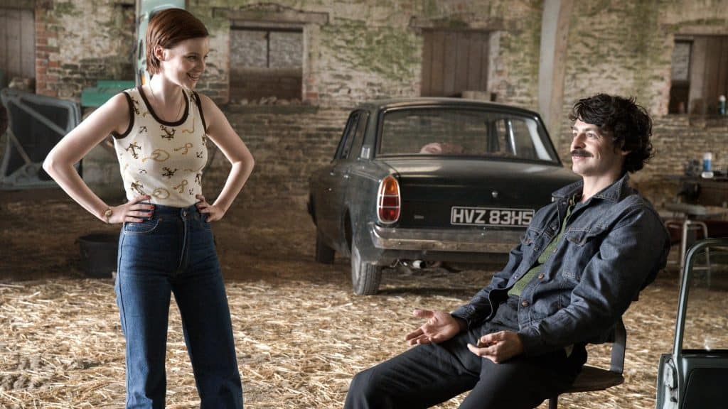 Lola Petticrew and Anthony Boyle on set for Say Nothing.